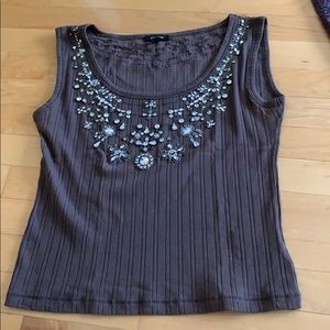 WOMENS ESCADA SIZE 36 DARK BROWN COTTON BEJEWELED